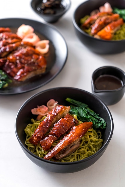 roasted duck with vegetable noodles