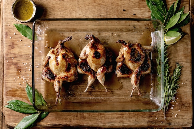 Roasted grilled quails