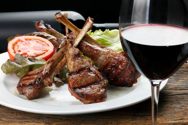 Roasted lamb rib and red wine