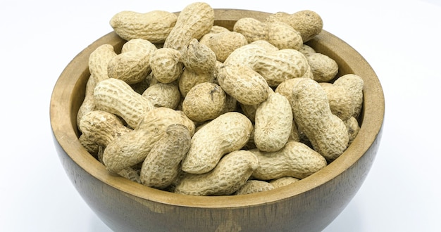 Roasted peanut shell on white background