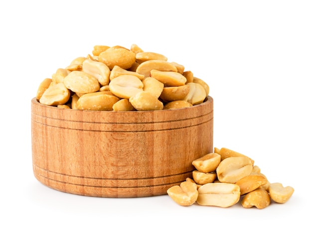 Roasted peanuts on a white background