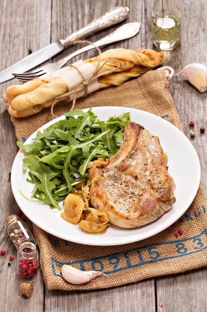 Roasted pork with apples and onions