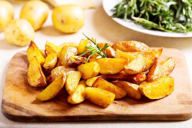 Photo roasted potatoes with rosemary