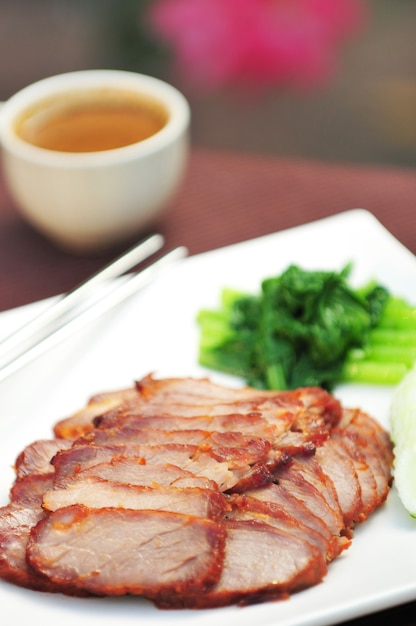 Roasted red pork with Sauce chinese cuisine