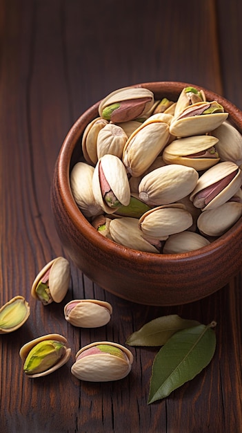 Roasted salted pistachios presented on textured wooden background Vertical Mobile Wallpaper