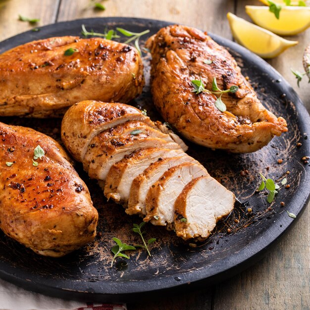 Roasted or seared chicken breast with herbs