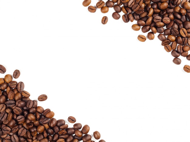 Photo roasted thai coffee beans frame background