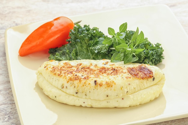 Roasted traditional cheese haloumi