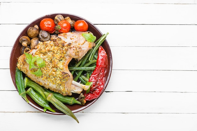 Roasted turkey on white background