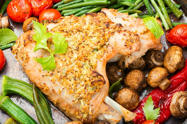 Roasted turkey with vegetables