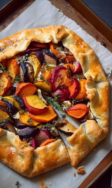 Photo roasted vegetable galette ai generation