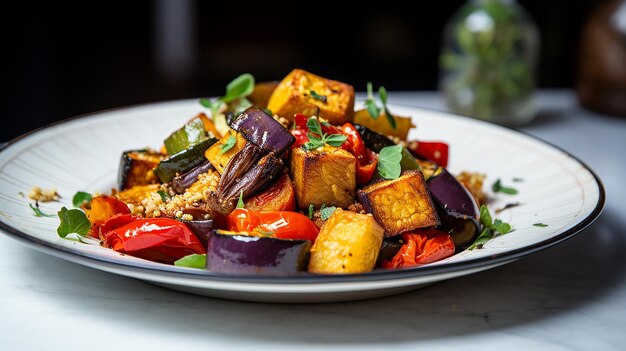 Roasted Vegetables with Quinoa and Tofu Bowl
