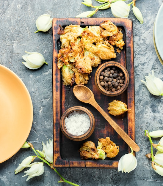 Roasted yucca flowers