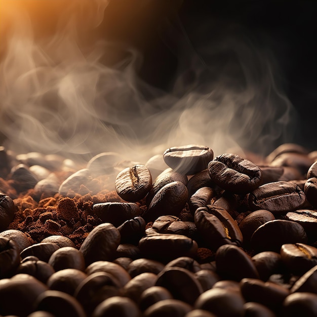 로스팅 브라운 커피 콩 연기 상승