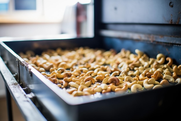 Roasting cashews in large industrial oven