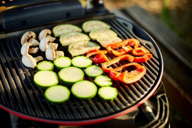 Roasting vegetables on the barbecue gas grill