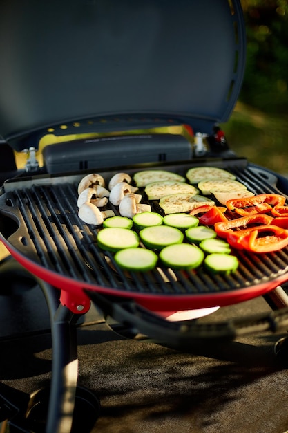 Roasting vegetables on the barbecue gas grill