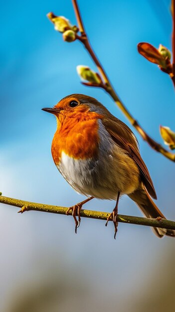 Photo robin on the branch hd 8k