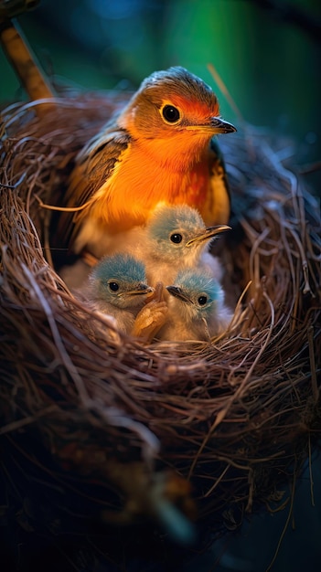 Robin and chicks