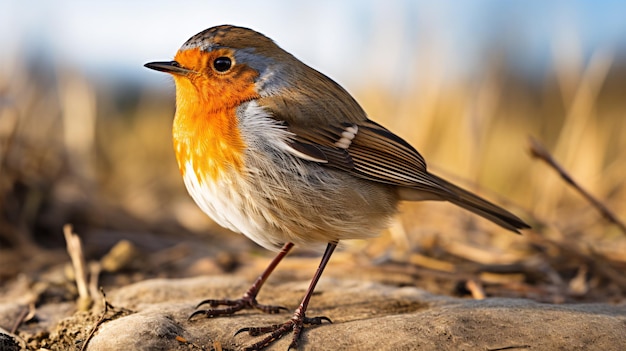 Photo robin erithacus rubecula isolated on nature background