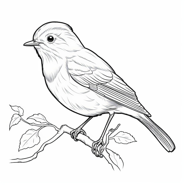 Robin Outline Coloring Page For Children