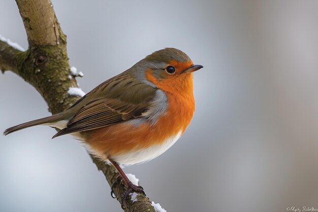 Photo robin redbreast in winter