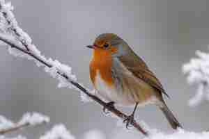 Photo robin redbreast in winter