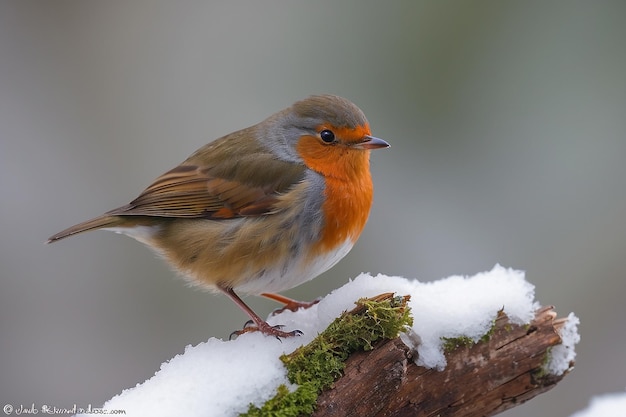 Photo robin redbreast in winter