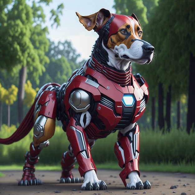 Photo robo dog futuristic dog armor in 3d illustration