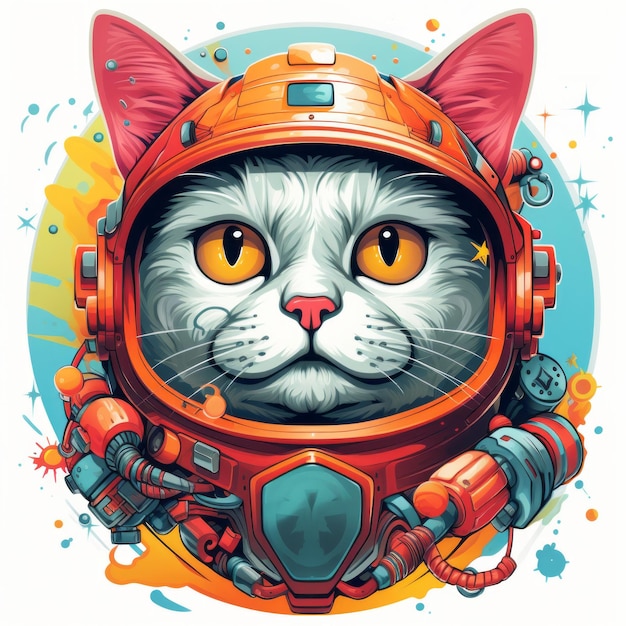 Photo robocats in spacex exploring new frontiers with bold cartoons and thick lines