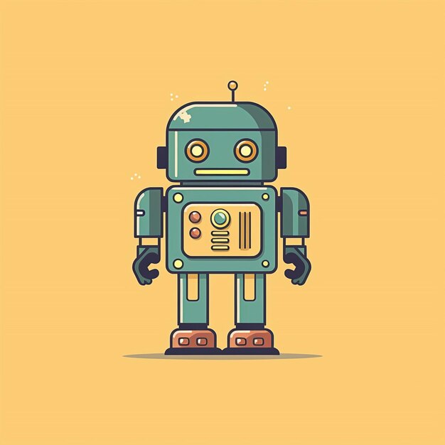 A robot 8bit retro simple flat design generative ai