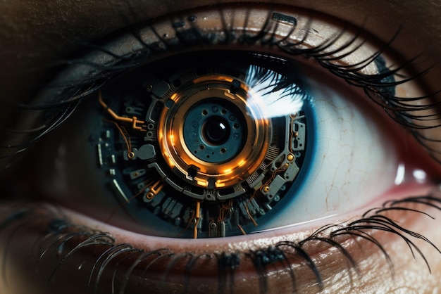 Photo robot ai eye concept