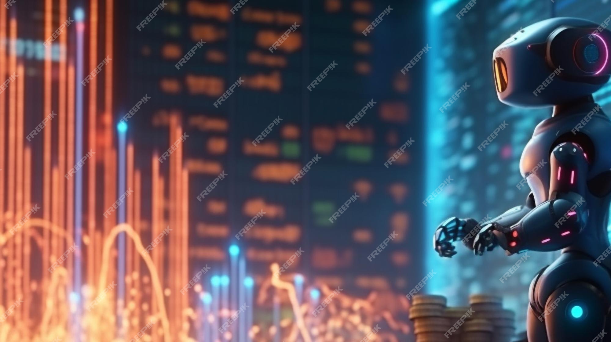 Premium AI Image | Robot Analysing Stock Market Graph for Business