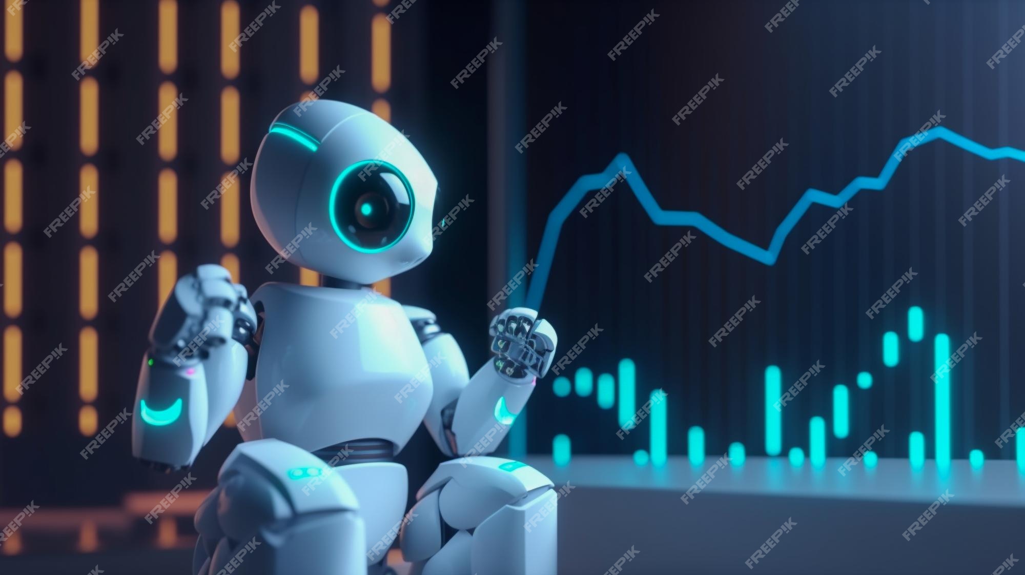Premium AI Image | Robot Analysing Stock Market Graph for Business