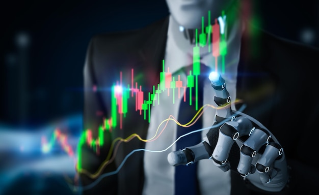 Робот анализирует большие данные фондового рынка