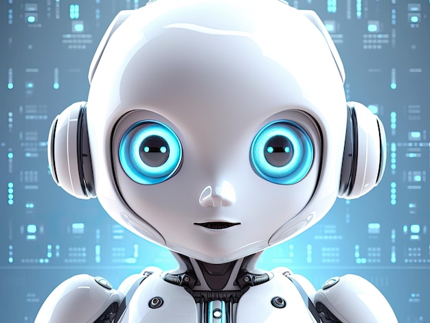 Robot android chatbot AI bot cartoon 3D-stijl karakter ontwerp illustratie Generatieve AIxA