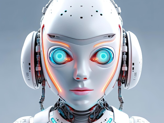 Robot android chatbot AI bot cartoon 3D style character design illustration Generative AIxA