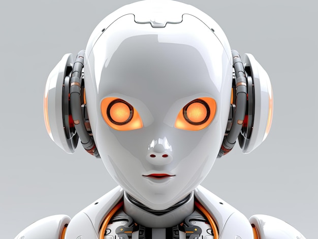 Robot android chatbot AI bot cartoon 3D style character design illustration Generative AIxA