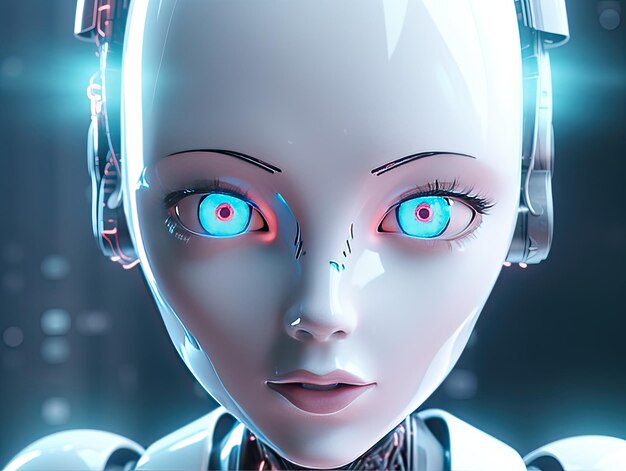 Robot android chatbot AI bot cartoon 3D style character design illustration Generative AIxA