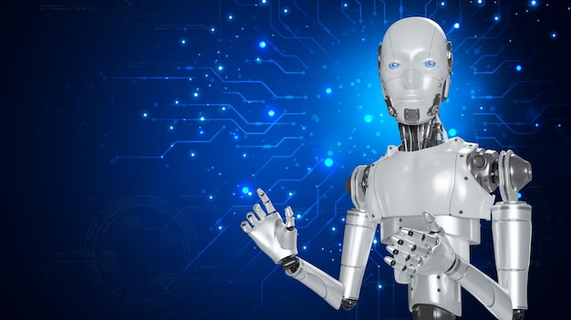 ロボットは、オンライン ネットワークでビジネスの成長に必要なデータへのアクセスを提供するアシスタントです。 ロボット アプリケーションとグローバル接続 AI 人工知能