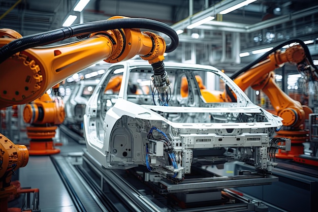 robot arms in the modern automotive industry Generated with AI