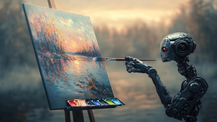 Photo ロボット画家が風景を描く
