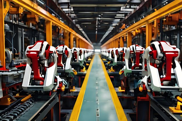 robot assembly line in car factory