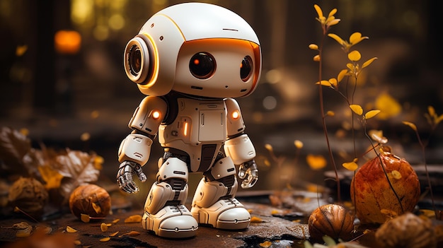 Robot in autumn attractive engaging hd wallpaper background photo