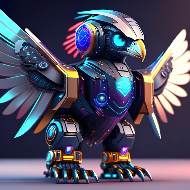 Robot bird with exoskeleton and armor generative ai