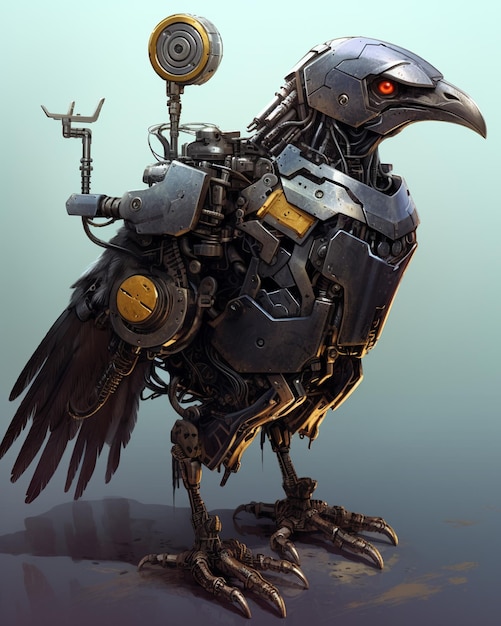A robot bird with a robot on it.