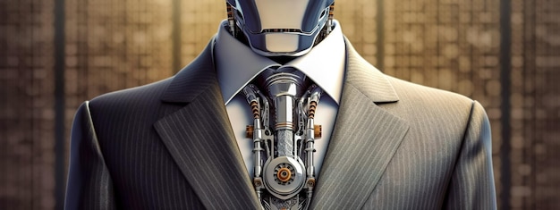 Photo robot businessman in business suit banner made with generative ai