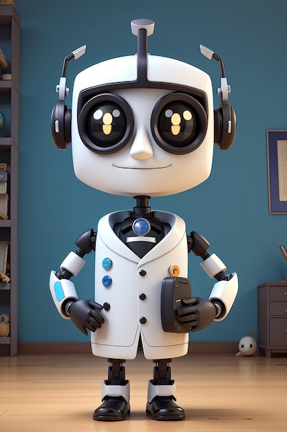 Robot Butler Cartoon Character Futuristische 3D-animatiestijl