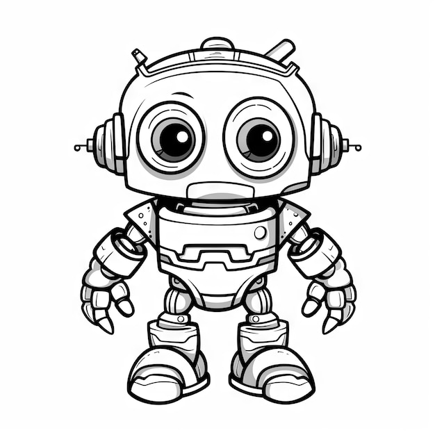 Photo robot cartoon coloring book illustration fantasy character