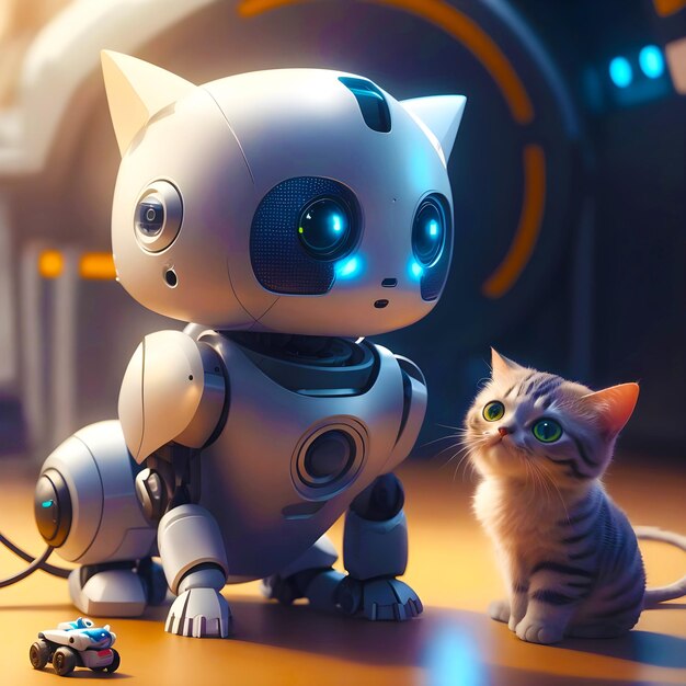 A robot cat copies the cuteness Ai generated